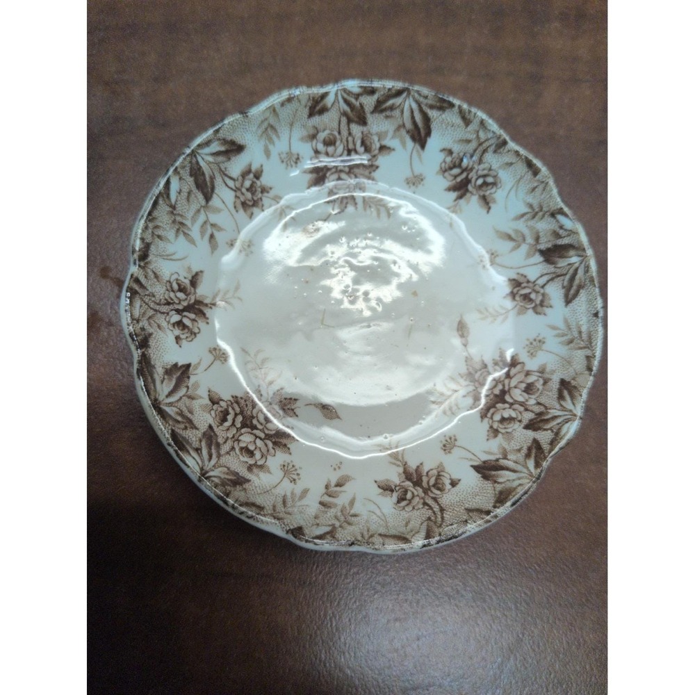 Antique Burgess & Leigh Erie Brown Transferware Butter Pat c1890s England